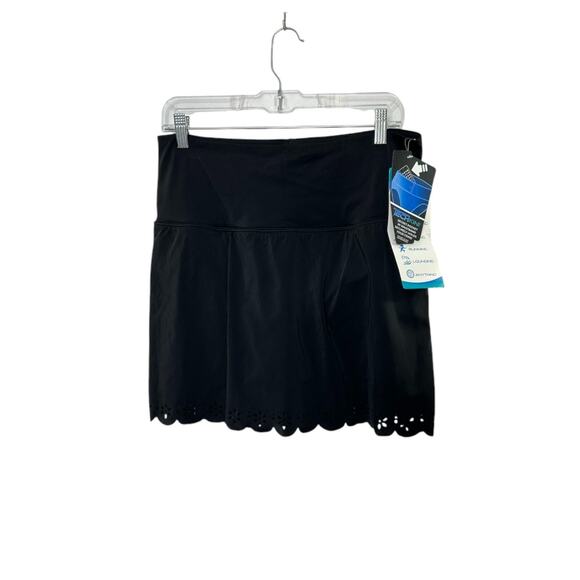 Active Spirit Water Fitness Black Techkini Daisy Chain Swim Skirt Women's 10 NEW - Picture 1 of 5
